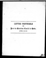Cover of: Lettre pastorale des pères du cinquième concile de Québec, Québec, 22 mai 1873