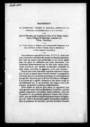 Cover of: Mandement de Monseigneur l'évêqne [sic] de Montréal, prescrivant un " triduum" de prières pour N.S.P. le pape by Église catholique. Diocèse de Montréal. Évêque (1840-1876 : Bourget)