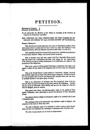 Cover of: Petition of the censitaires of the parish of St. Ignace of Coteau du Lac, in the county of Vaudreuil by 