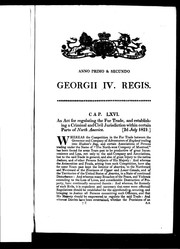 Cover of: An Act for regulating the fur trade, and establishing a criminal and civil jurisdiction within certain parts of North America by Great Britain. Department of Economic Affairs.