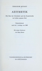 Cover of: Aesthetik. by Theodor Mundt