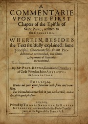 Cover of: A commentarie upon the first chapter of the epistle of Saint Paul written to the Ephesians