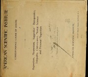 Cover of: Correspondence course of lessons on hypnotism by American scientific institute, Buffalo, N.Y. [from old catalog]