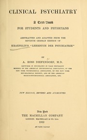 Cover of: Clinical psychiatry by Emil Kraepelin