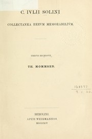 Cover of: Collectanea rerum memorabilium by C. Julius Solinus