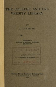 Cover of: The college and university library.