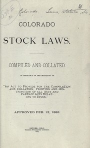 Cover of: Colorado stock laws