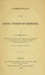 Cover of: Commentary on the Hindu system of medicine by T. Wise