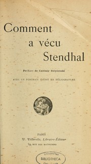 Cover of: Comment a vécu Standhal