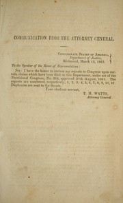 Cover of: Communication from the Attorney General