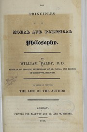 Cover of: The principles of moral and political philosophy