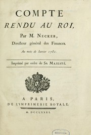 Cover of: Compte rendu au roi by Jacques Necker