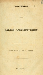 Cover of: Conclusion of the Salem controversy
