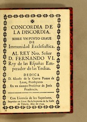 Cover of: Concordia de la discordia: Sobre vn punto graue de immunidad ecclesiastica