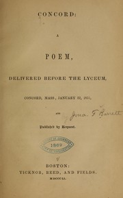 Front cover of Concord by Jonathan Fay Barrett