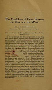 Cover of: The conditions of peace bewteen the East and the West