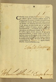 Cover of: Con esta remito al señor D. [Geronimo] el uando [sic] adjunto que he mandado publicar en todo el reyno .. by Peru (Viceroyalty). Viceroy (1724-1736 : Castelfuerte)