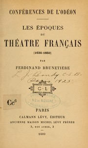 Cover of: Conférences de l'Odéon: les époques du théâtre français (1636-1850)