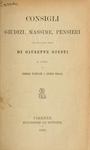 Cover of: Consigli, giudizi, massime, pensieri