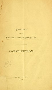 Cover of: Constitution. by Pennsylvania. Historical society
