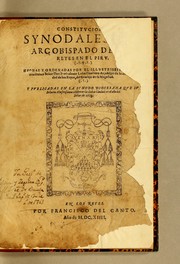 Cover of: Constituciones synodales del Arçobispado de los Reyes en el Piru