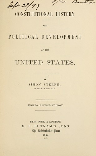 Constitutional history and political development of the United States ...