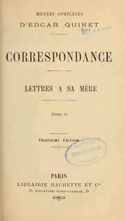 Cover of: Correspondance by Edgar Quinet