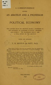 Cover of: A correspondence between an amateur and a professor of political economy by James Love (undifferentiated)
