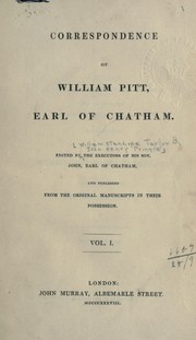 Correspondence by William Pitt Earl of Chatham