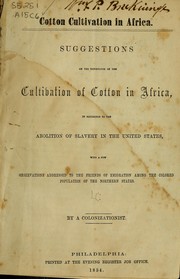 Cover of: Cotton cultivation in Africa by Colonizationist pseud