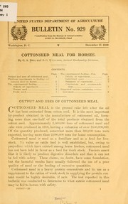 Cover of: Cottonseed meal for horses