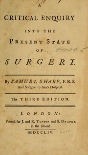 Cover of: A critical enquiry into the present state of surgery