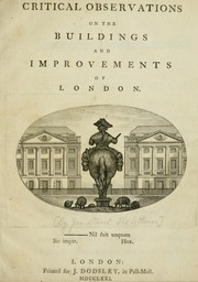Cover of: Critical observations on the buildings and improvements of London by Stuart, James