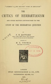 Cover of: The critics of Herbartianism by Frank Herbert Hayward, Frank Herbert Hayward