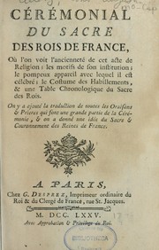 Cover of: Cérémonial du sacre des rois de France