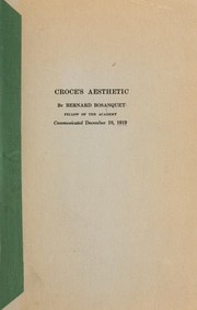 Cover of: Croce's Aesthetic: [From the Proceedings of the British Academy, vol. 9.]