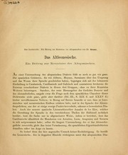 Cover of: Das Altleonesische by Gessner