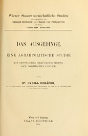 Cover of: Das Ausgedinge: Eine agrarpolitische Studie mit besonderer Berücksichtigung der böhmischen Länder