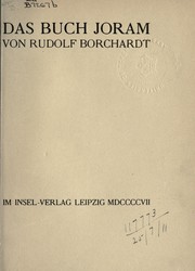 Cover of: Das Buch Joram by Rudolf Borchardt