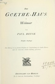 Cover of: Das Goethe-Haus in Weimar