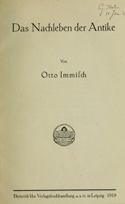 Cover of: Das Nachleben der Antike by Otto Immisch