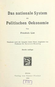 Cover of: Das nationale System der politischen Oekonomie by List, Friedrich