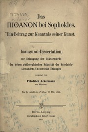 Cover of: Das Pithanon bei Sophokles: Ein Beitrag zur Kenntnis seiner Kunst