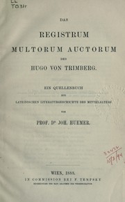 Cover of: Das Registrum multorum auctorum des Hugo von Trimberg by Hugo von Trimberg