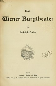 Das Wiener Burgtheater by Rudolph Lothar