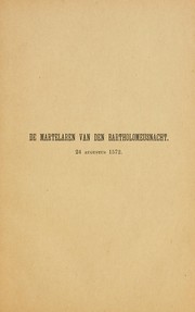 Cover of: De Bartholomeusnacht