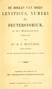 Cover of: De Boeken der Koningen by B. F. Matthes