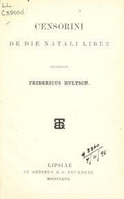 Cover of: De die natali liber by Censorinus