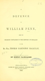 Cover of: A defence of William Penn