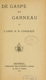 Cover of: De Gaspé et Garneau